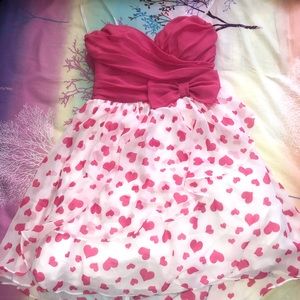 B DARLIN strapless pink hearts dress
